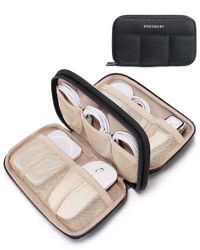 BAGSMART Electronics Organizer Travel Case, Cord Storage for Chargers Cables Phones, Compact Tech Accessories Pouch, Black - Image 1