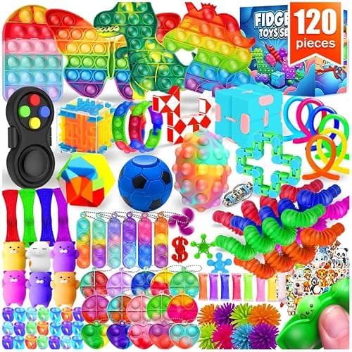 Fidget Toys, 120 Pack Party Favors for Kids 8-12 4-8, Sensory Toy for Autism Autistic Anxiety Children Boys Girls, Classroom Treasure Box Prizes Pinata Stocking Stuffers Gifts Carnival ADHD - Image 1