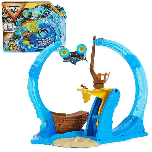 Monster Jam, Megalodon Loop of Doom Stunt Playset with Exclusive 1:64 Scale Die-Cast Monster Truck for Kids Toys for Boys Ages 3 4 5 6 and Up - Image 1