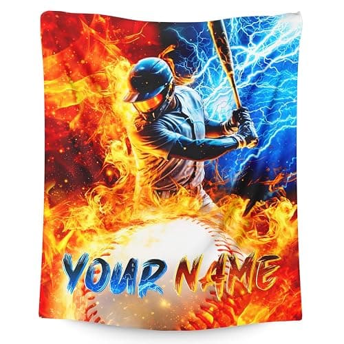 Blanket for Boys Personalized Baseball Throw Blankets Gift for Kids, 40x50 Inches Lightweight Cozy Custom Sport Theme Throw for Sofa Couch Bed Office - Image 1