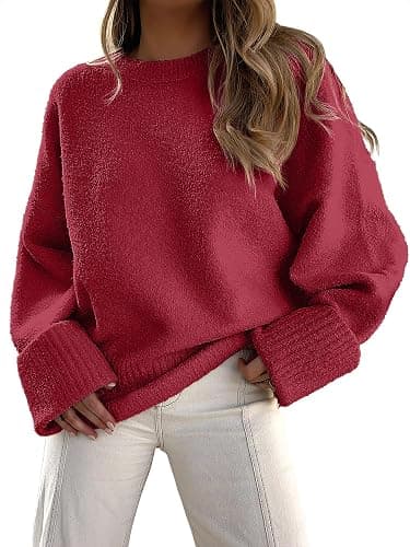 ANRABESS Women's Oversized Sweaters 2025 Long Sleeve Fuzzy Knit Casual Chunky Pullover Sweater Fall Outfits Clothes - Image 1