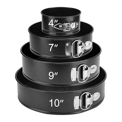 isheTao Springform Pan Set of 4, 4/7/9/10inch Cake Pan, Non-Stick Leak-Proof with Removable Bottom, Cheesecake Pan for Baking, Black - Image 1