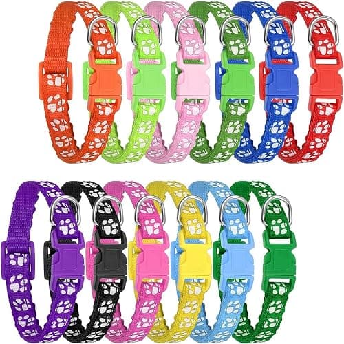 Chenkaiyang 12 Pack Puppy Collars for Litter, Adjustable Puppy ID Collars Soft Nylon Whelping Collars for Newborn Litter Pets - Image 1