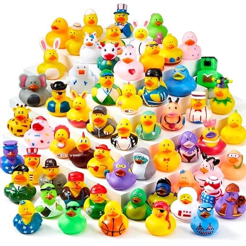 JOYIN 30 Pcs Rubber Ducks, Random Assortment Mini Rubber Duckie Toys with Mesh Carry Bag for Kids Baby Bath Shower Toys, Birthday Gifts, Summer Beach Pool Activity, Carnival, Holiday Party Favors - Image 1