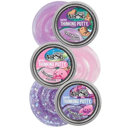 Crazy Aaron’s Mini Putty Tins Animal & Pop Collection – Capybara, Blobfish & Country Pop – 3 Pack (.46 oz Each) – Stretchy Sensory Fidget Toy Set – Ages 3+ - Image 1