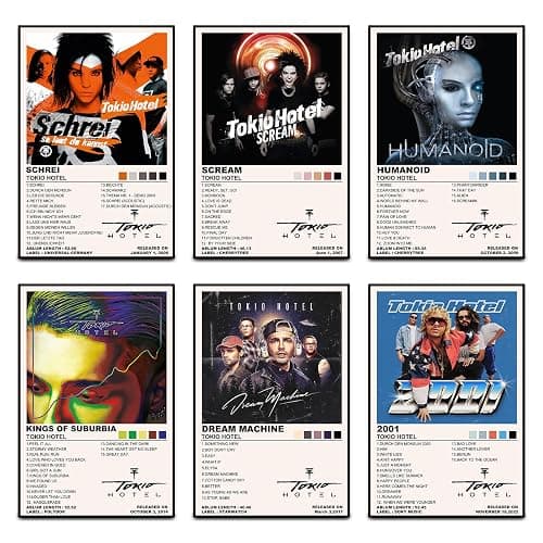 Tokio Hotel Ablum Cover-Poster (6er-Set) Musikband-Wandkunst, Leinwandposter, Raumdekoration, Geschenk, ungerahmt, 20 x 30 cm - Unframe-style08x12inch(20x30cm) - Dämon - Image 1
