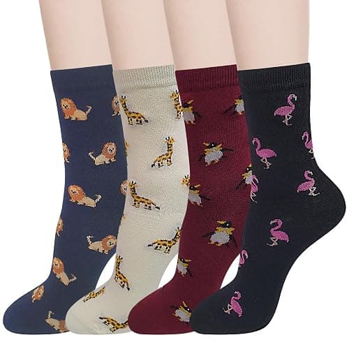 KONY 4 Pairs Women's Cotton Novelty Art Printed Crew Socks Famous Artist Painting Pattern Fashion Socks Gift Size 6-9 - Image 1