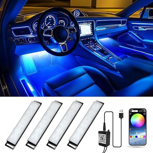 Honalia Interior Car Lights, 4Pcs Car LED Lights with Music Mode and Scene Options, Footwell Lighting for Car with Smart APP Control & USB Charger for Truck DC 5V - Image 1