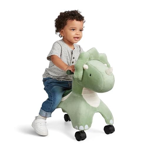 Radio Flyer Dash The Rolling Dinosaur Ride On, Ages 1-3, EZ-Glide 360-degree Wheels, Easy Grip Handles, Soft Plush Face, Ideal for Active and Imaginative Play, Toddler Ride On Toys - Image 1