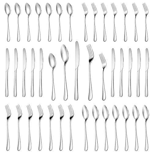 MUTNITT 30 Pcs Silverware Set Service for 6,Premium Stainless Steel Flatware Set,Mirror Polished Cutlery Utensil Sets,Durable Kitchen Eating Tableware Sets,Include Fork Knife Spoon,Dishwasher Safe - Image 1