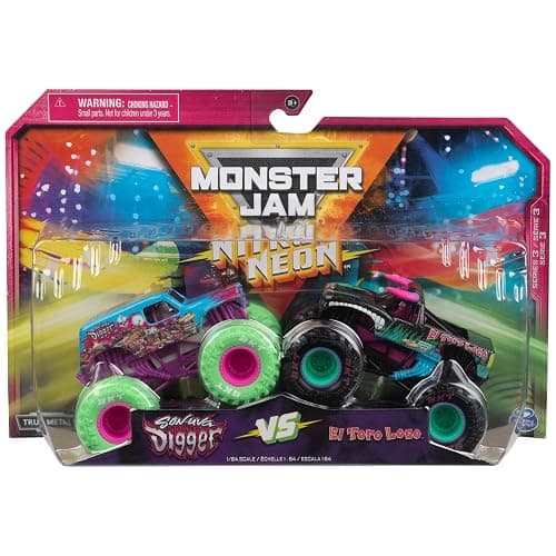 Monster Jam, Official Nitro Neon, Son-uva Digger Vs. El Toro Loco, 1:64 Scale Die-Cast Monster Trucks, Kids Toys for Boys Ages 3 and up - Image 1