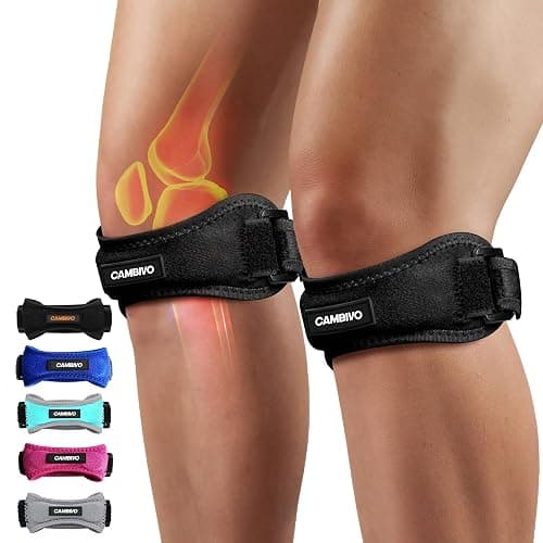 CAMBIVO Patella Tendon Knee Straps 2 Pack for Knee Pain Relief, Knee Brace for Women &Men with Extra Straps, Knee Support for Running, Hiking, Soccer, Basketball, Jumpers Knee, Tennis - Image 1