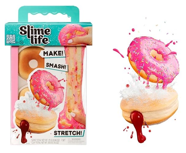 Slime Life Pink Icing Round & Jelly Filled Donuts DIY Slime Kit - Unboxing Ingredients to Make, Smash, and Stretch Your Food Slime, Ages 8+ - Image 1