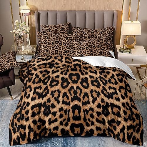 NPCEED Bettwäsche 200x200 Leopardenmuster,Buntes Leopard Bettwäsche Set für Jungen Mädchen Erwachsene,Bettwäsche Sexy Leopardenmuster mit Kissenbezug 50x75 cm (Stile11,200x200cm) - Image 1