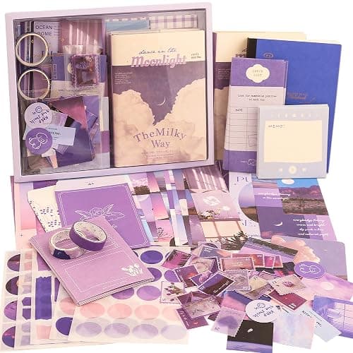 348 Pcs Scrapbooking Supplies Kit, Vintage Aesthetic Scrapbook Kit for Bullet Junk Journal, Stationery, A6 Grid Notebook, DIY Journaling Supplies, Birthday Craft Gift for Teen Girl Kid Women - Image 1
