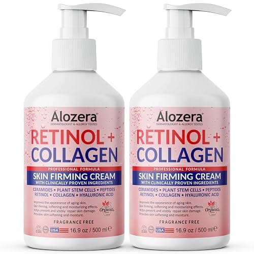 Alozera Skin Firming Retinol Collagen Body Lotion with Stem Cells for Aging Skin and Wrinkles, Non-Greasy, Lightweight Moisturizer, Fragrance-Free, 16.9 oz 2-Pack - Image 1