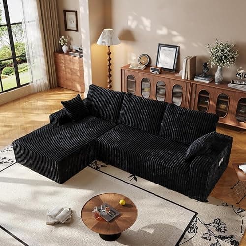 108" Modular Sectional Cloud Couch for Living Room Deep Seat L Shapes Boneless Couch with Oversized Chaise Lounge, Comfy Memory Foam Flannel Fabric Sofa for Bedroom Apartment, No Assembly Required - Image 1