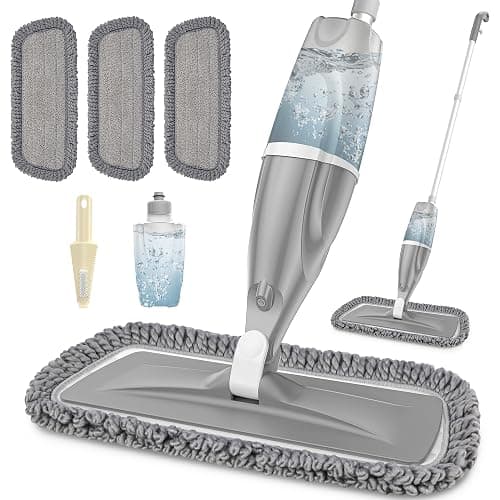 Microfiber Spray Mops for Floors Cleaning: EXEGO Dust Wet Mop with 3 Washable Reusable Pads for Swiffer Powermop &1 Refillable Bottle - Flat Floor Mop for Hardwood Laminate Ceramic Tiles Vinyl Wood - Image 1