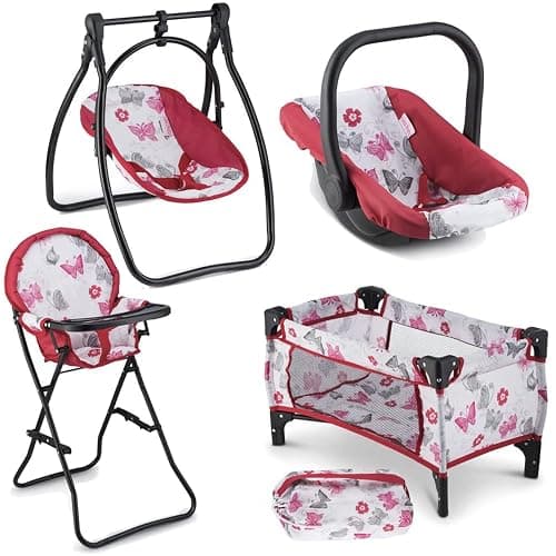 18-Inch Baby Doll Nursery Playset by Litti Pritti - Doll Accessories Set with Swing, Crib, High Chair, and Carrier - Realistic Toy Furniture for Imaginative Play - Gift for Kids Ages 3 Up - Image 1