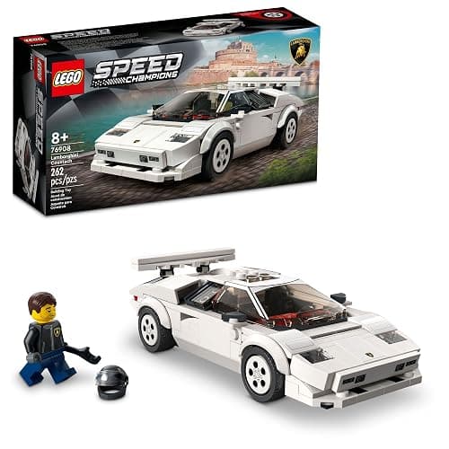 Lego Speed Champions Lamborghini Countach 76908, Race Car Toy Model Replica, Collectible Building Set with Racing Driver Minifigure - Image 1