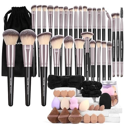 MAANGE Makeup Brushes 51 Pcs Makeup Kit, Multi-functional Makeup Tool Set with Makeup Brush Foundation Brush Make up Brushes Set (Black Gold) - Black Gold - Image 1