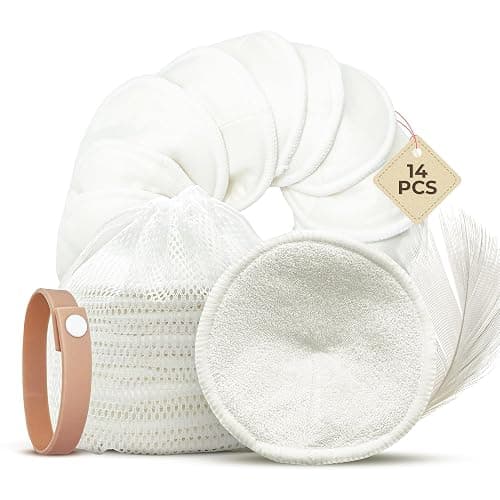 Comfort Shells® Reusable Nursing Pads – 14 Pack Ultra Soft Breast Pads + Laundry Bag + Nursing Clip Bracelet – Washable, Hypoallergenic – Absorbs Breast Milk Leaks - Image 1