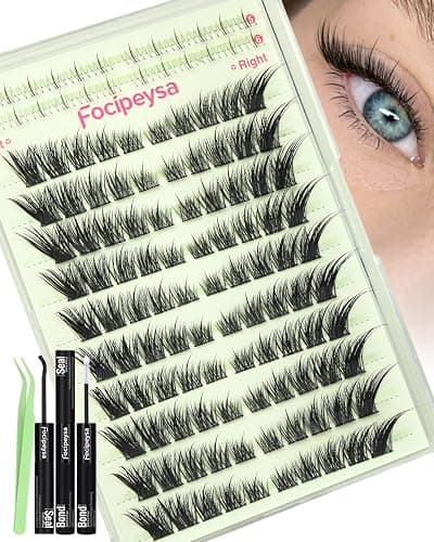 Fox Eye Lash Clusters Wispy Eyelash Clusters Kit Natural Lash Extensions Foxy Cluster Eyelash Extensions Spiky Individual Eyelashes Extension Kit with Lash Bond and Seal, Lash Tweezers - Image 1