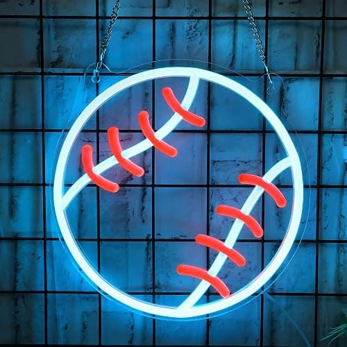 CoolGift Mart Baseball Neon Sign - Dimmable Sport Wall Decor with USB Power, Unique Gifts for Men & Boys 8-12, LED Bedroom Lights for Man Cave College Dorm Baseball Fan Accessories - Image 1