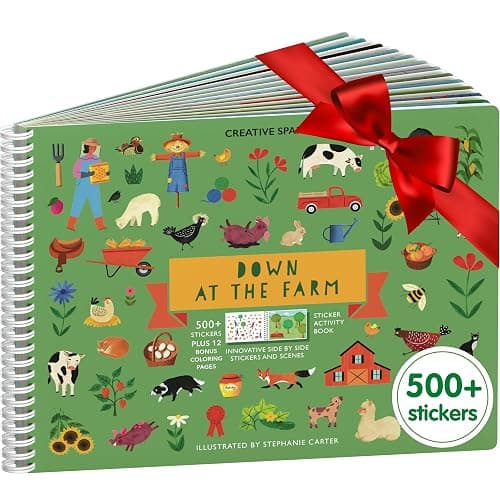 Cupkin Farm Animal Sticker Book Activity for Kids, Toddler Airplane Travel Essentials, 500+ Horse Stickers for Kids + 12 Scenes + 12 Coloring Book Pages, Cow Lover Children's Gift, Crafts Ages 2-8 - Image 1