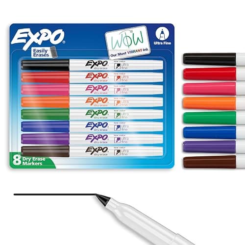 EXPO Dry Erase Markers, Low Odor Ink, Assorted Colors, Ultra Fine Tip, 8 Count - Whiteboard, Calendar, Organization, School Supplies - Image 1
