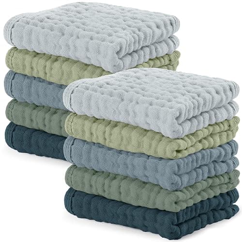Comfy Cubs Muslin Cloths for Baby Pack of 10 - Soft 6-Layer Cotton for Delicate Skin - 25 x 25 cm Large Size - Absorbent, Durable, Gentle Wash Cloth for Newborns and Toddlers - Multi Boy - Image 1