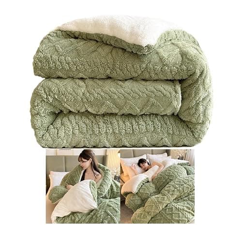 79" x 91" Thickened Super Soft Insulation Hibiscus Winter Quilt - Breathable Warm Bed Comforter - Cashmere Hibiscus Double Fabric - Fluffy Plush Double Sided Velvet Blanket Quilt for Cold Weather - Image 1