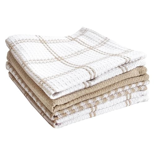 T-Fal Premium Waffle Dish Cloths: Highly Absorbent, Super Soft Long Lasting - 100% Cotton, 12"x13" Flat Waffle Dish Towel for Cleaning & Drying Dishes, (4-Pack), Sand - Image 1