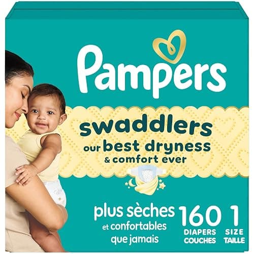 Pampers Swaddlers Diapers, Size 1, Absorbent, Keeps Baby Dry and Comfortable, Skin Safe Disposable Baby Diaper, 1 Pack (Count of 160) - Image 1