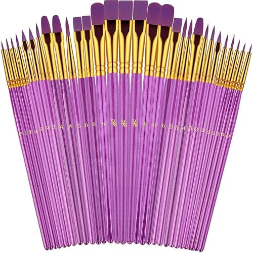 Paint Brushes Set, 30 Pcs Paint Brushes for Acrylic Painting, Watercolor Acrylic Oil Paint Brush, Artist Paintbrushes for Body Face Rock Canvas, Adult Drawing Arts Crafts Supplies, Purple - Image 1