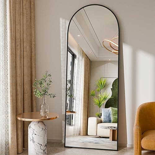 PIUDOC 59"x16"Floor Mirror Full Length,Arched Full Length Mirror with Stand,Full Body Mirror,Hanging or Large Leaning for Bedroom Living Room Black - Image 1