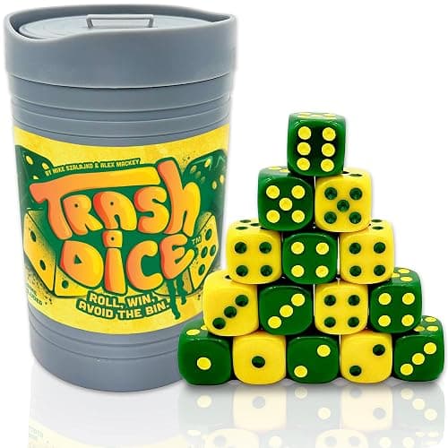 Big Discoveries Trash Dice Fast-Paced Family Dice Game | Exciting 2-Player Board and Dice Game with Trash Can and 40 Piece Dice Set | for Travel, Party, and Games Night - Image 1