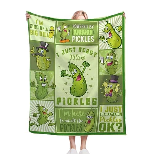 Pickle Blanket for Pickles Lover Funny Pickle Gifts Blanket for Girl Women Adult Teen I Just Really Like Pickles Soft Flannel Blanket for Sofa Bed Camping Travel Home Decor,40"x50"for Kids/Baby - Image 1