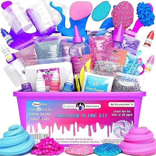 Original Stationery Unicorn Slime Kit for Kids, DIY Slime Making Set with Bubble Gum Scented Unicorn Slimes, Magical Glitter,Christmas Gift for Boys and Girls Ages 8–12, Fun Holiday & Birthday Present - Image 1