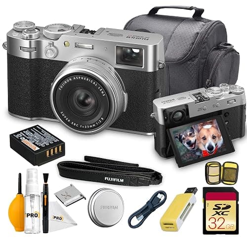 FUJIFILM X100VI Digital Camera with 40MP APS-C Sensor, 23mm f/2 Lens, IBIS, Hybrid Viewfinder, Compact Street Photography & Travel Camera (Silver) Bundle with Soft Case and 32GB Memory Card - Image 1