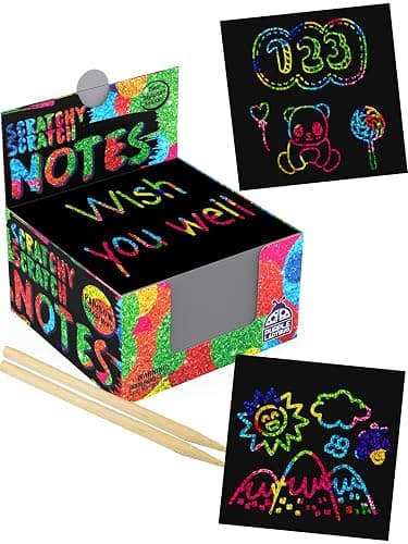 PURPLE LADYBUG Rainbow Holographic Scratch Art Mini Notes - Teen Girl Gifts Trendy Stuff, Small Gifts for Teens Art and Craft Supplies Summer Activities for Kid Summer Stuff for Teen Girls - Image 1