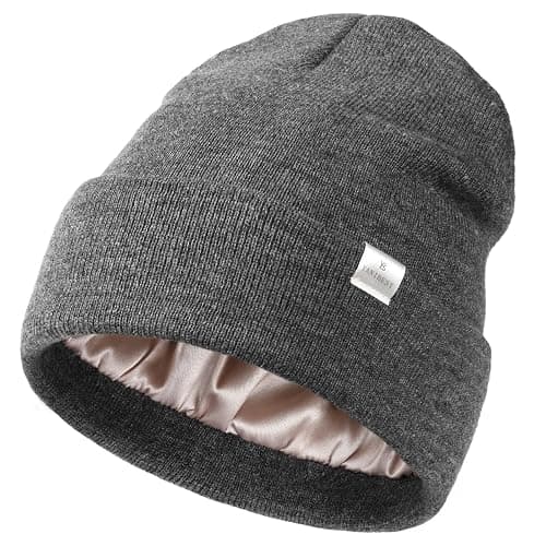 YANIBEST Satin Lined Beanie for Women Reduce Frizz Winter Hats for Women Men Silk Lining Soft Slouchy Warm Cuffed Less Static - Image 1