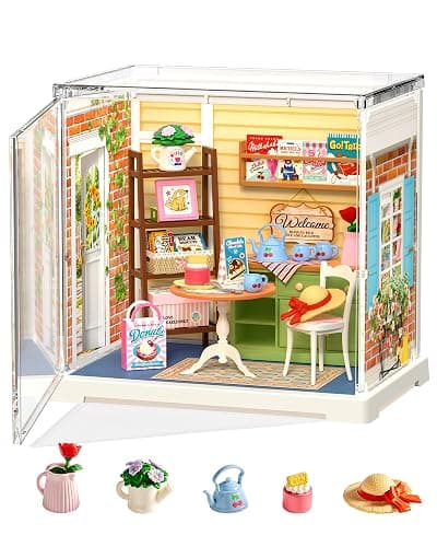 ROBOTIME Super Creator Kits, Plastic Mini House, Expandable Plastic Craf, DIY Miniature House Kit, Tiny Garden Making Kit Model Craft Hobby Unique Gift (Sunshine Sip Porch) - Image 1