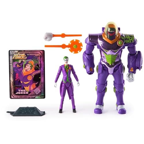 DC Comics, Metal Force The Joker Action Figure, 6-Inch with 4-Inch Mini Figure, Built-in Blaster and Armor Suit, Super Hero Kids Toys for Boys and Girls Ages 4 and Up - Image 1