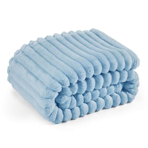 Bedsure GentleSoft Blue Fleece Blanket for Couch - Cozy Soft Blankets for Women, Cute Small Throws for Girls, Spring Decorations for Home, Light Blue, 50x60 Inches - Image 1