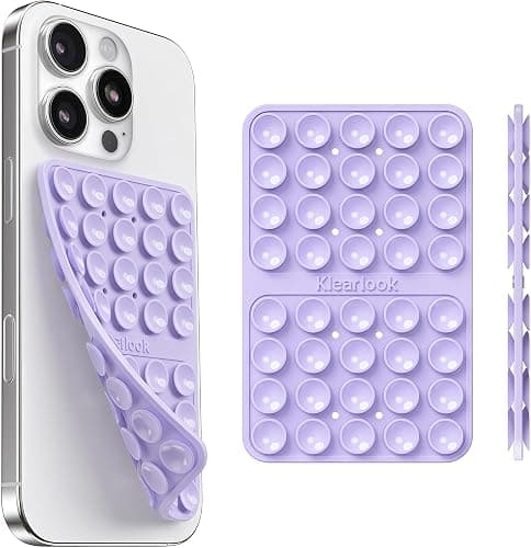 Klearlook Silicone Suction Cup Phone Case Mount Double Sided, Silicon Sticky Phone Grip with Higher Suction for Cell Phone, Hands-Free Phone Accessories Holder for Selfies and Videos, Lavender - Image 1