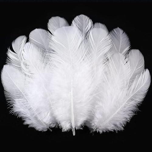 Soarer 300pcs White Feathers for Crafts - 3-5inch Feathers Bulk for Wedding Home Party, Dream Catcher Supplies and DIY Crafts(White) - Image 1