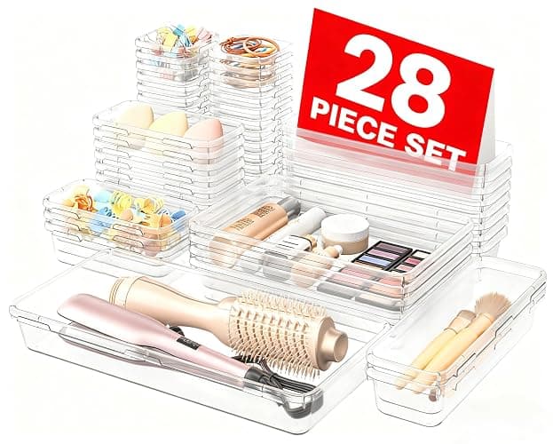 A-LuGei 【Military Grade】 Drawer Organizer, 【𝟱𝗦𝗶𝘇𝗲】 Makeup organizer, 【Holds 177 Items】 Bathroom Organizers and Storage, Organization and Storage, Desk Drawer Organizer for Bathroom Vanity - Image 1