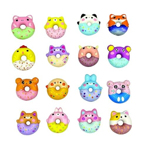 Raymond Geddes Squishy Slow Rising Donuts (32 per Bag) - Assorted Critter-Shaped Squish Toys - Fun and Colorful Donut Toys - Image 1