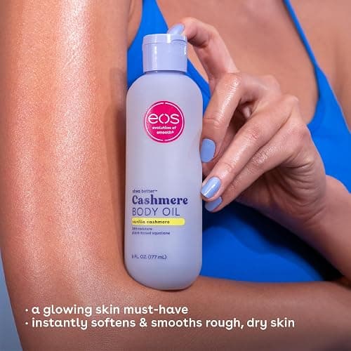 eos Cashmere Body Oil, Vanilla Cashmere, 24 Hour Moisture, Plant-Based Squalane to Soothe, Soften And Smooth Dry Skin, Body Oil, 6 fl oz - Image 1